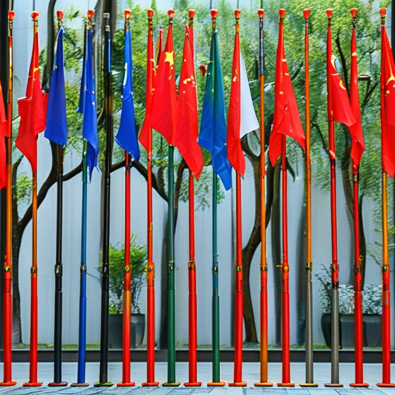 Telescoping flagpole wholesale set raised at an outdoor event