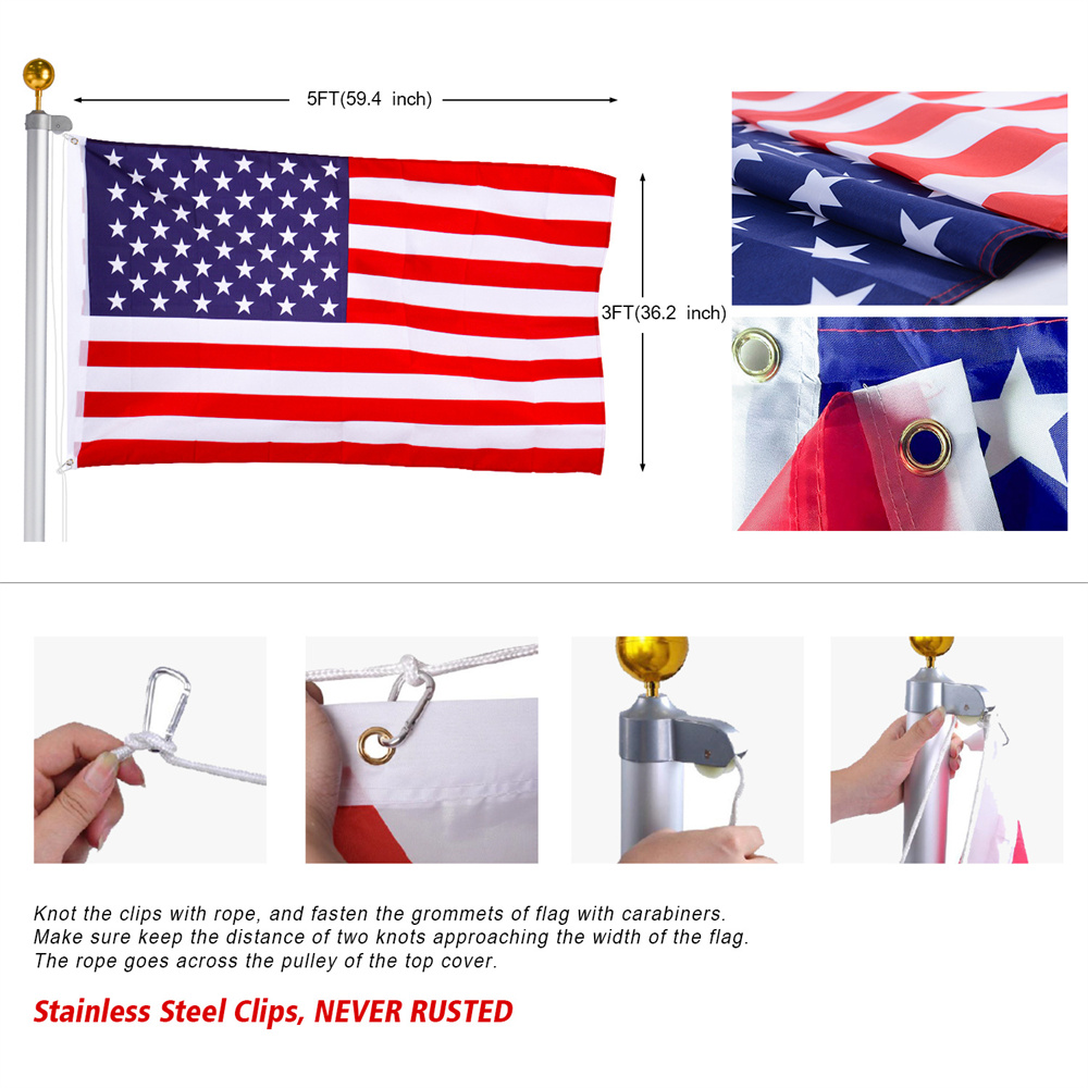 5-Aluminum Telescopic Flag Pole Kit