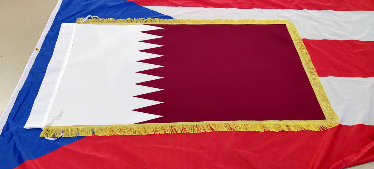 600d qatar satin flags