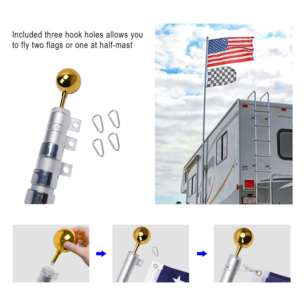 9-Aluminum Telescopic Flag Pole Kit