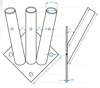 cad custom gold 3 way flagpole holder wall mount 1