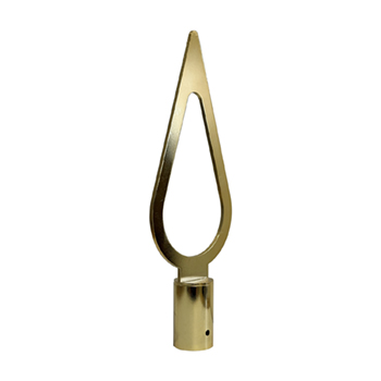 polished gold-finish flagpole finial with threaded spindle for the top cap