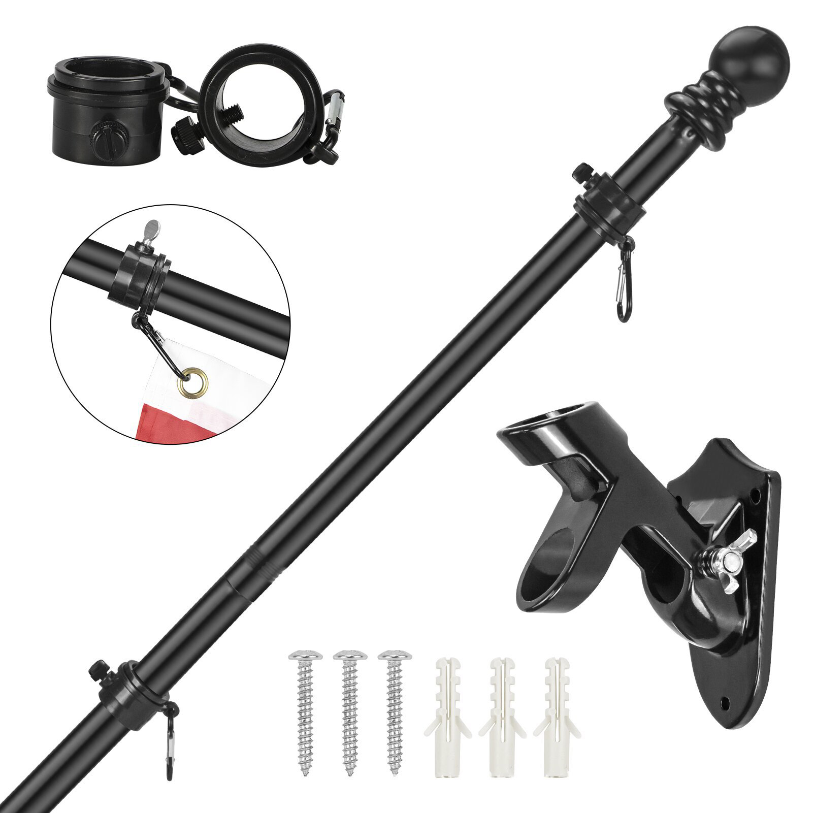 Black Stainless Steel Wall Mounted Flag pole.jpg