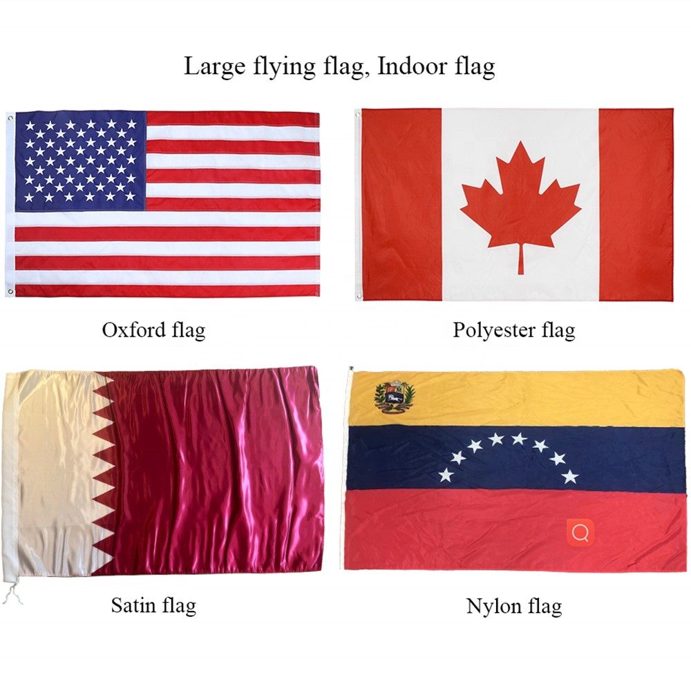 Oxford, polyester, satin and nylon flag options
